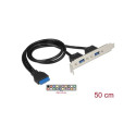 Slotblech 1 x 19 Pin USB 3.0 Pfostenbuchse intern > 2 x USB 3.0 Typ-A Buchse extern