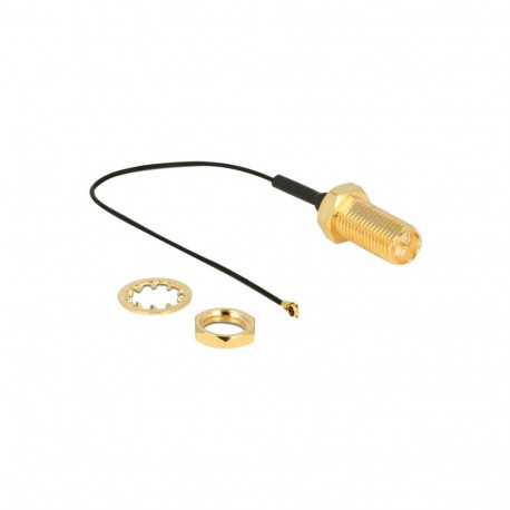 DeLOCK antenna cable RP-SMA (socket for installation) > MHF 4 (plug), adapter (grey/gold, 10cm)