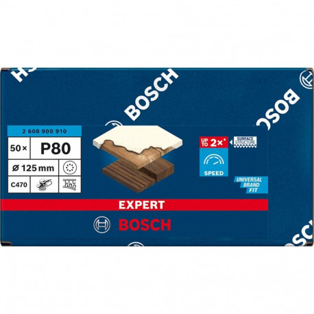 Expert C470 Schleifblatt, Ø 125mm, K80 (50 Stück, für Exzenterschleifer)