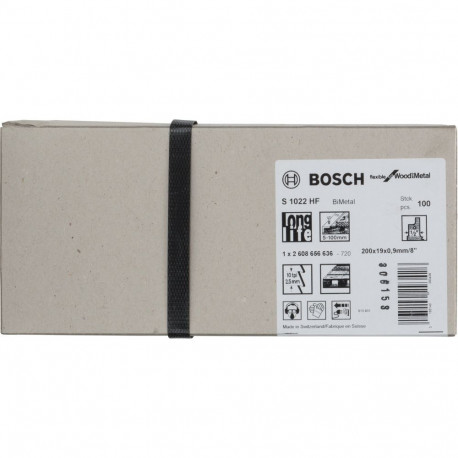 Bosch saber saw blade S 1022 HF Flexible for Wood and Metal, 100 pieces (length 200mm)