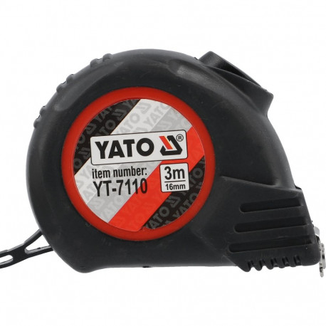 Yato YT-7110 Tape Measure, 3m, 16mm, steel tape, nylon coated, ABS/rubber case, magnetic hook, Class