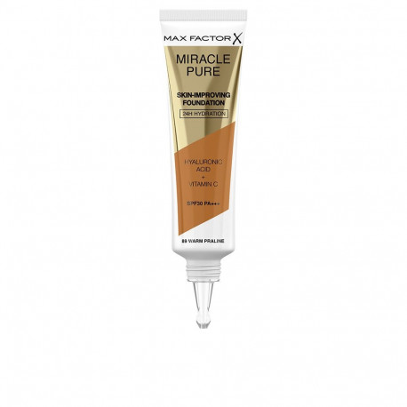 MAX FACTOR MIRACLE PURE skin-improving foundation 24h hydration SPF30 #89-warm praline 30 ml