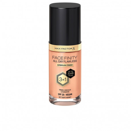 Max Factor meigialuskreem, peitekreem ja jumestuskreem Facefinity 3in1 30ml, #77-soft honey