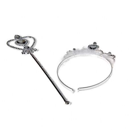 INCA CORONA Y VARITA PLATEADA lote 2 pz