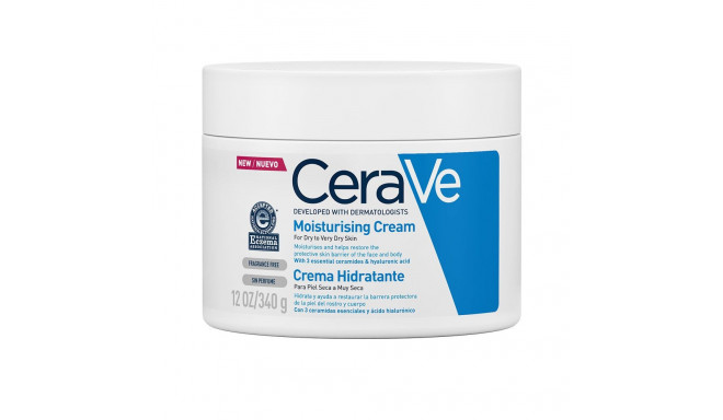 CERAVE CREMA HIDRATANTE para rostro y cuerpo formulada con ácido hialurónico y ceramidas esenciales 