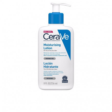 CERAVE LOCIÓN hidratante cuerpo y rostro con fórmula ligera enriquecida con ácido hialurónico 236 ml
