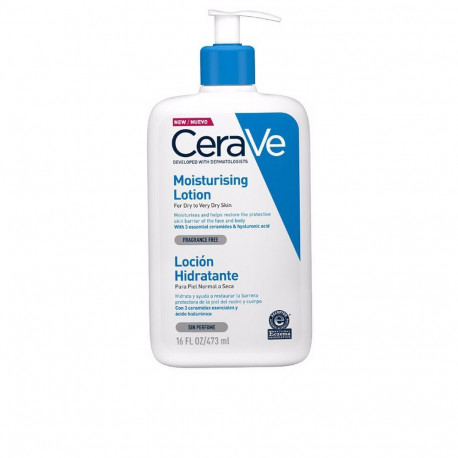 CERAVE LOCIÓN hidratante cuerpo y rostro con fórmula ligera enriquecida con ácido hialurónico 473 ml