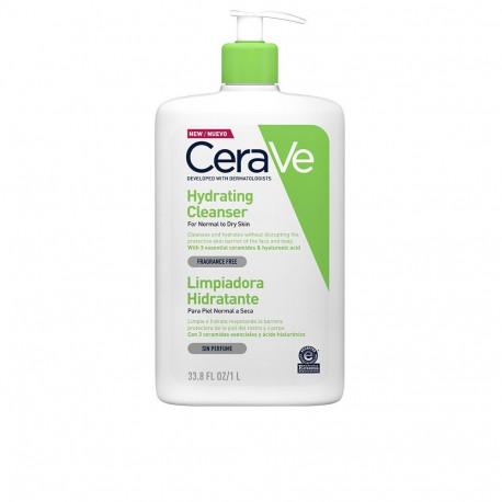 CERAVE GEL LIMPIADOR hidratante para piel normal y seca con ácido hialurónico 1000 ml