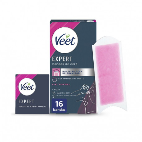 VEET EXPERT AXILAS bandas de cera depilatorias piel normal 16 u