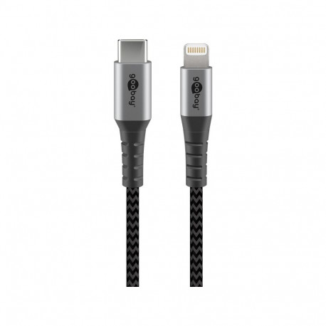 USB-C - Lightning kaabel 1.0m, metallist pistik, Apple MFI sertifikaadiga, tekstiilist kattega