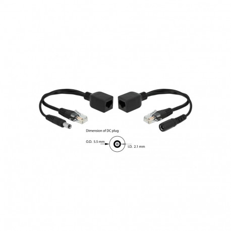 PoE kaablite komplekt RJ45 DC 5.5x2.1 mm