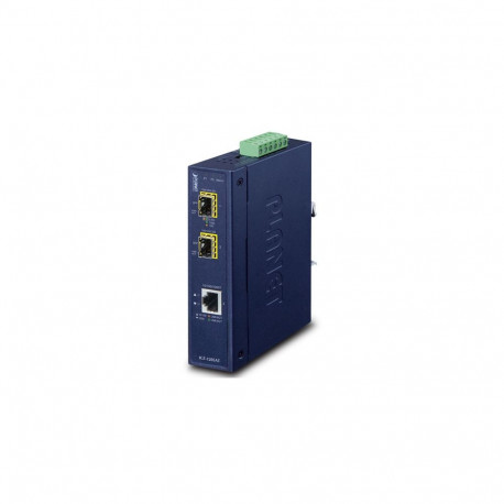 IP30 Industrial 1-port 10/100/1000T to 2-port 100/1000/2500X SFP Media Converter(-40 to 75 degree C,