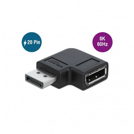 Delock DisplayPort 1.4 Adapter male to female 90° left angled 8K 60 Hz