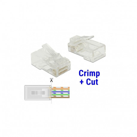 Modularpistik RJ45 Cat6 varjestamata, läbivate soontega, saab pigistada tavatangidega