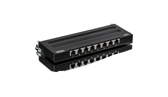 Paneel RJ45 Cat5e/Cat6/Cat6a 8 port varjestatud seinale must