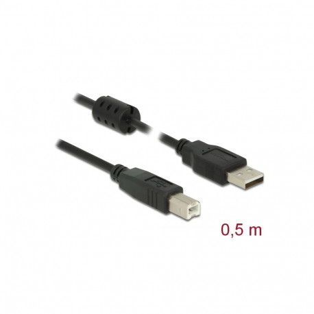Delock Cable USB 2.0 Type-A male > USB 2.0 Type-B male 0.5 m black