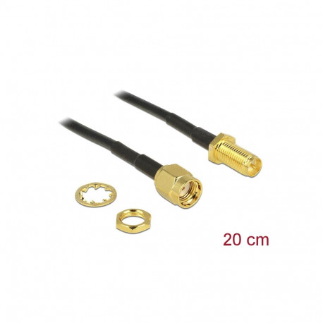 Delock Antenna Cable RP-SMA Plug > RP-SMA Jack Bulkhead 200 mm