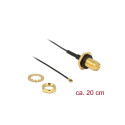 Delock Antenna Cable RP-SMA jack bulkhead to MHF® 4 plug 0.81 20 cm thread length 9 mm splash proof