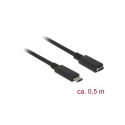 USB-C pikenduskaabel 0.5m, USB 3.1 5Gbps, 3A, must
