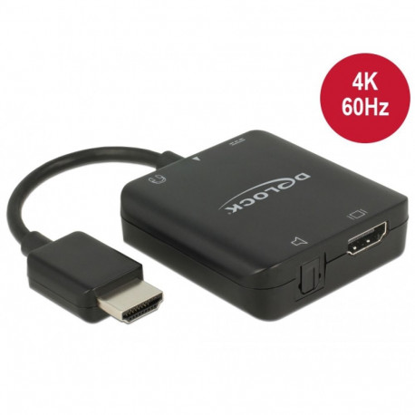 Konverter HDMI (M) - HDMI (F) + Toslink ja 3.5mm heli väljund, usb toide, 4K@60 Hz (heli eraldaja hd