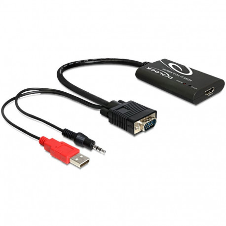 Konverter HDMI (M) - VGA + Audio + USB toide (kaablitega), 2K