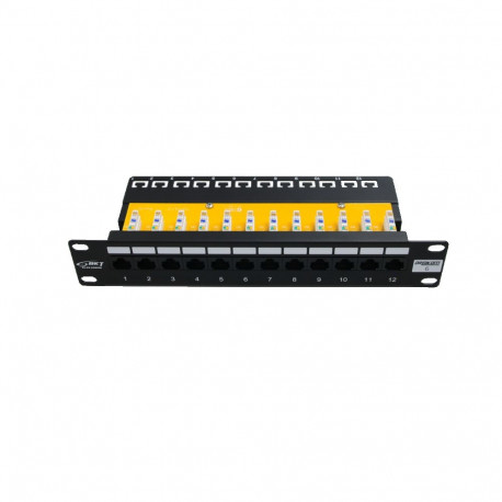 10´´ Patch Panel, 12xRJ45, unshielded, Cat6, 1U, black