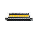 10´´ Patch Panel, 12xRJ45, unshielded, Cat6, 1U, black