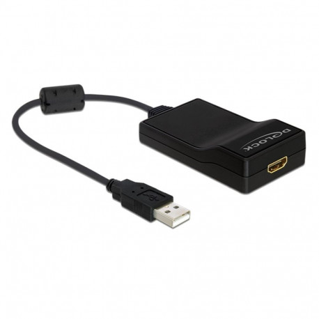 Konverter USB 2.0 (M) - HDMI (F) 1920x1080, kuni 6 seadet, must