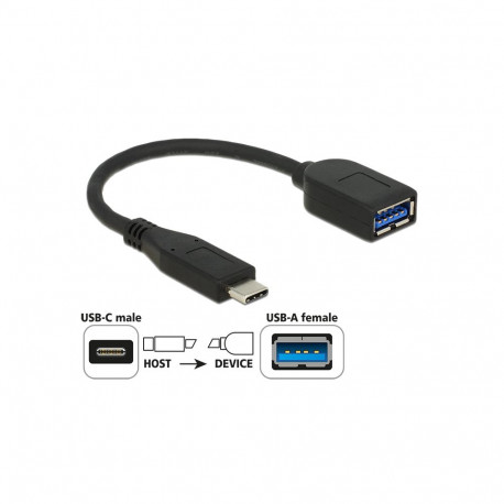 Adapter SuperSpeed USB 10 Gbps (USB 3.1 Gen 2) USB Type-C™ male > USB Type-A female 10 cm coaxial bl