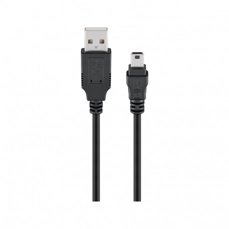USB 2.0 kaabel A - Mini B 0.3m, must