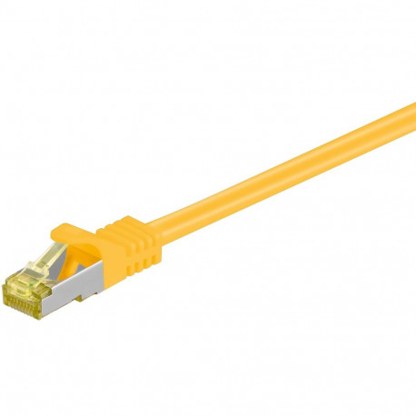 RJ45 Patch Cord CAT 6A S/FTP (PiMF), 500 MHz, with CAT 7 Raw Cable, yellow