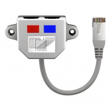 Port doubler for Cat5econnections 1xRJ45 plug > 2xRJ45 jack, Pinout 1:1