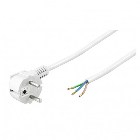 220V Toitekaabel 2.0m, valge, CEE 7/7 - lahtise otsaga