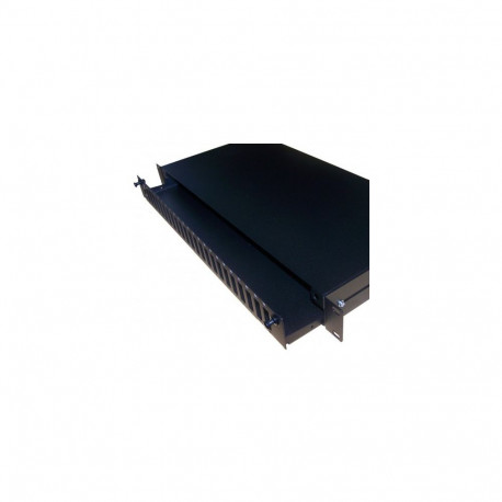 FO paneel 24xSC duplex/LC quad liikuva riiuliga 19´´ 1U must tühi