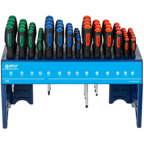 10050 Ekspozytor wkrętaki 126 elementów (PŁ+PH+PZ), jeżyki CV, Mega