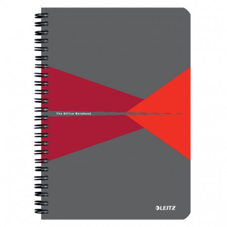 Kaustik A5 joon, Leitz Office, 90 lehte, PP kaaned, spiraalköide, punane