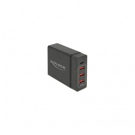 DeLOCK USB charger 1 x USB Type-C PD + 3 x USB Type-A 60 W (black)