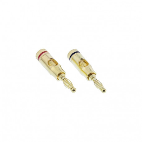 InLine Bana Plug Screw version metal gold plated 1x red 1x black