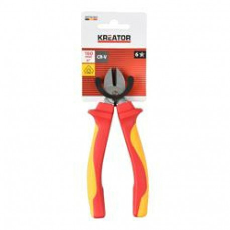 Diagonal Pliers 160mm VDE KREATOR KRTH62903, 1000V, Jaw Depth 15mm, Working Width 10mm