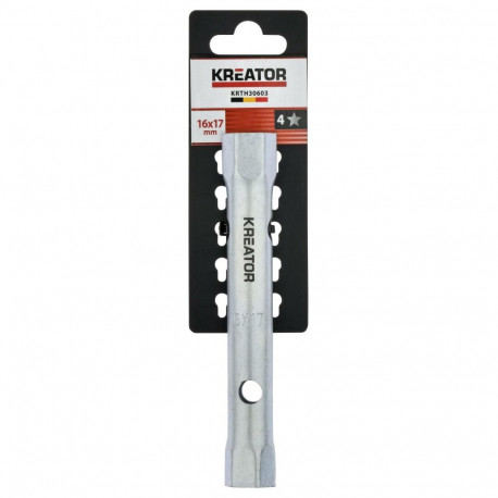 Kreator tubular box spanner KRTH30603, 16mm, 17mm, 150mm, double-ended, T-handle