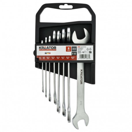 Spanner set 6-22mm double open-end - 8 pcs KREATOR KRTH30001 Chrome vanadium