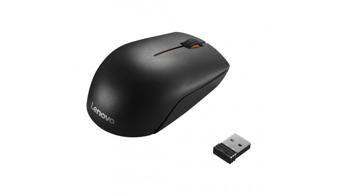 Lenovo | Wireless Compact Mouse | 300 | Optical Mouse | 2.4 GHz Wireless via Nano USB | Black | 1 ye
