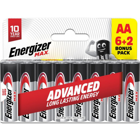 Energizer patarei Max Alkaline AA DHP8 6+2