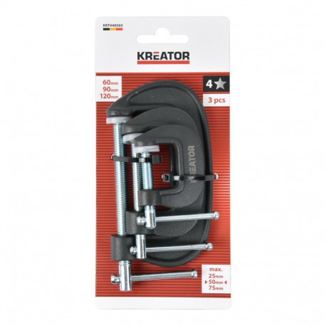 G-klamber 60, 90, 120mm KREATOR KRTH40503 Lõuade maht 75 mm, Lõuade sügavus 40 mm