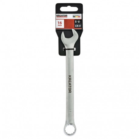 Combination open-ring spanner, Kreator, KRTH30411, 16 mm, 201 mm, chrome-vanadium