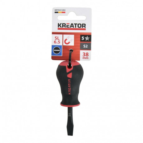 Stubby screwdriver KREATOR KRTH21202, Shaft length: 38 mm, Head type: Slotted, Head size: 6.5