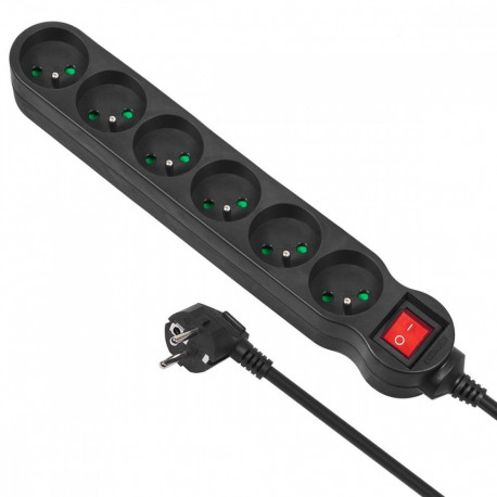 6-Outlet Power Strip with On/Off Switch – 1.5m Extension Cord