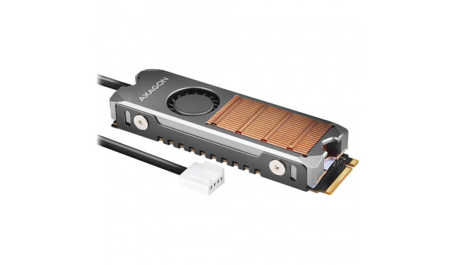 AXAGON CLR-M2FAN active fan - M.2 SSD, 80mm SSD, copper body, silicone thermal pads, height 13mm