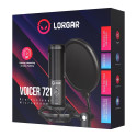 LORGAR Voicer 721, Gaming Microphone, Black, USB condenser microphone with tripod stand, pop filter,