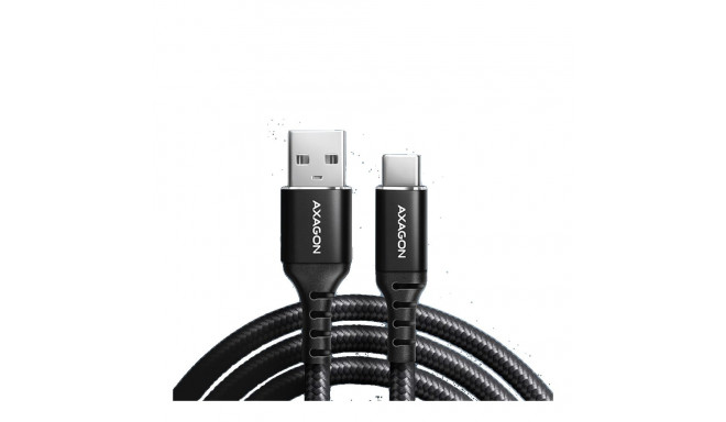 Axagon Data and charging USB 2.0 cable length 2 m. 3A. Black braided.